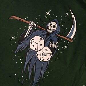 Taco Tuesday Mens Grim‎ Reaper Scythe Dice Graphic T-Shirt Green Large